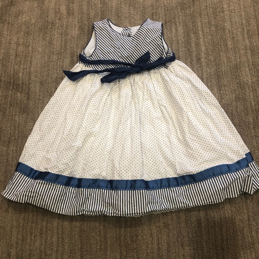 Savannah 5t Navy polka dot dress